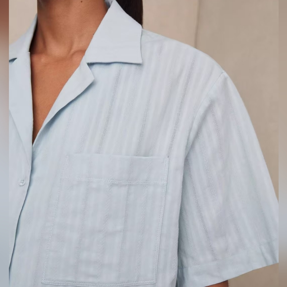 Reiss Molly Cotton Pointelle Shirt and Shorts Set - Picture 2 of 6